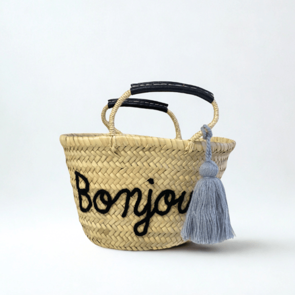 タッセルメッセージバスケットM Bonjour　ブラック