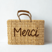 メッセージスクエアバスケット Merci　キャメル