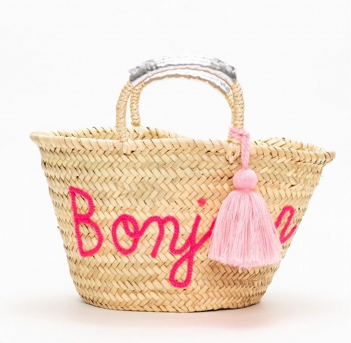タッセルメッセージバスケットL Bonjour　ピンク