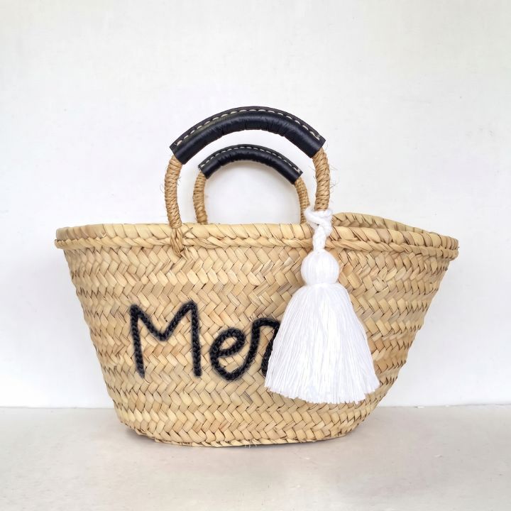 タッセルメッセージバスケットM Merci　ブラック