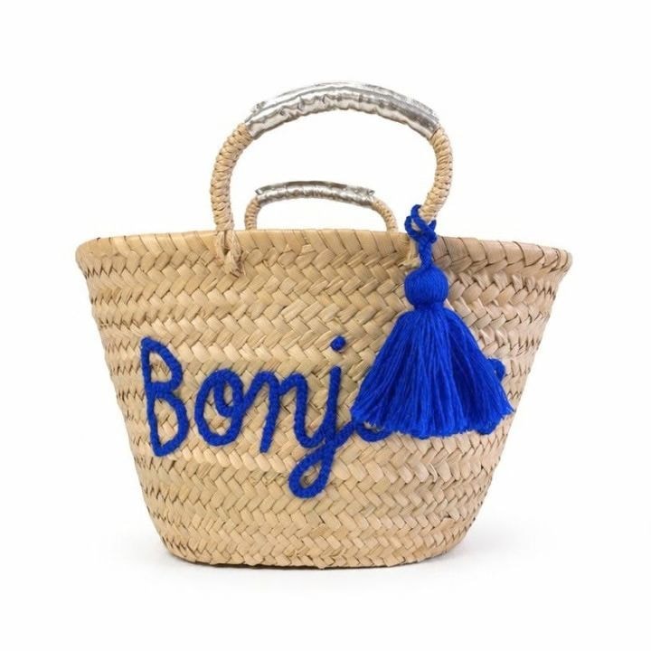 タッセルメッセージバスケットL Bonjour　ブルー