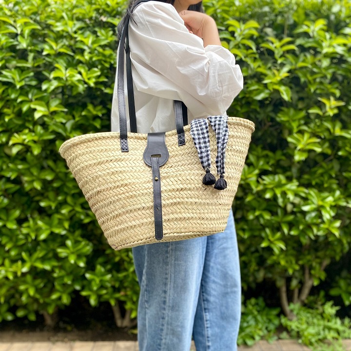 レザーベルトバスケットLL ブラック