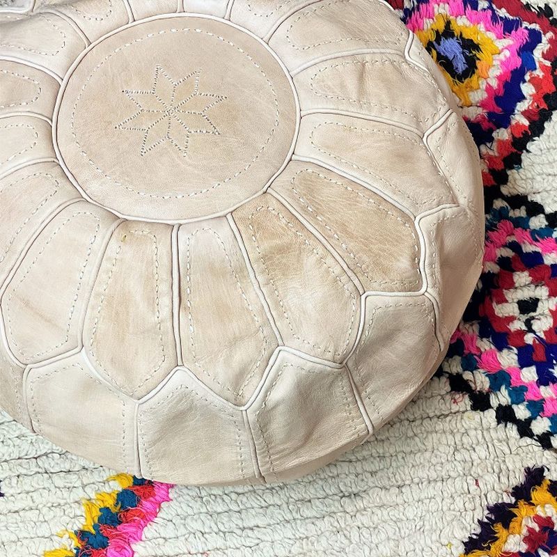 レザーステッチプフL ナチュラル