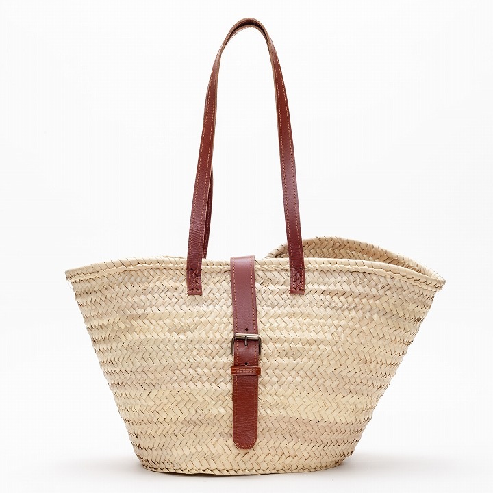 ロングレザーベルトバスケットL　キャメル