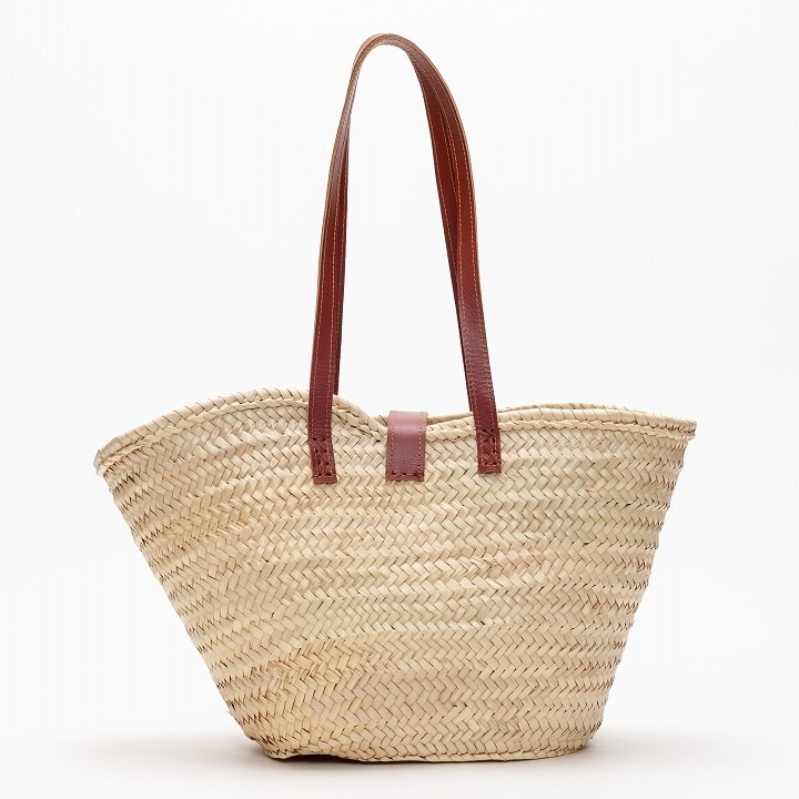 ロングレザーベルトバスケットL　キャメル