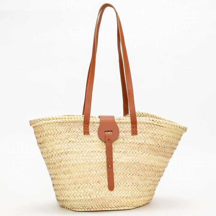 レザーベルトバスケットLL　キャメル