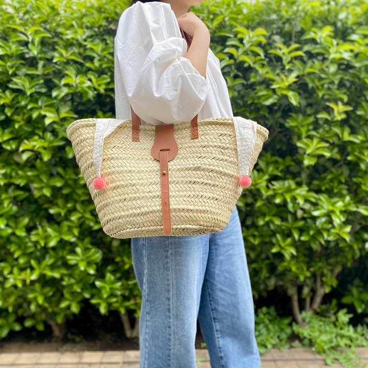 レザーベルトバスケットLL　キャメル