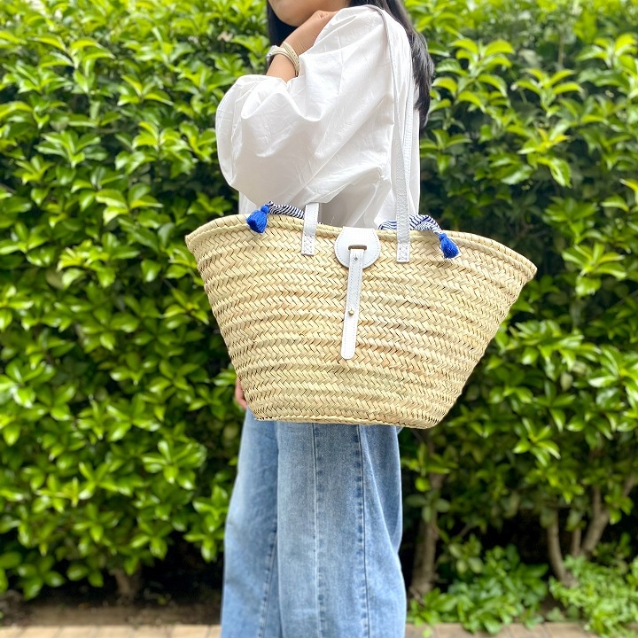 レザーベルトバスケットLL　ホワイト