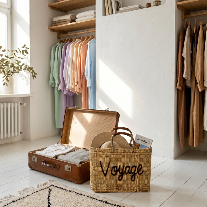 メッセージスクエアバスケット Voyage キャメル