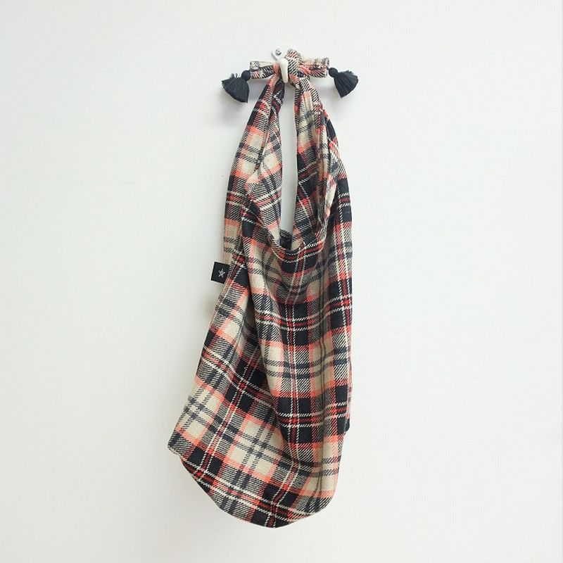 バスケット用巾着　チェックB　ブラック