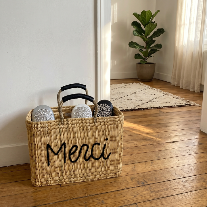 メッセージスクエアバスケット Merci ブラック