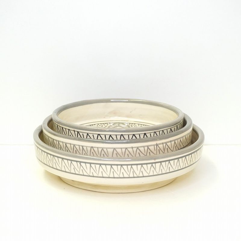 【モロッコ3大陶器】サフィ プレート グレー S