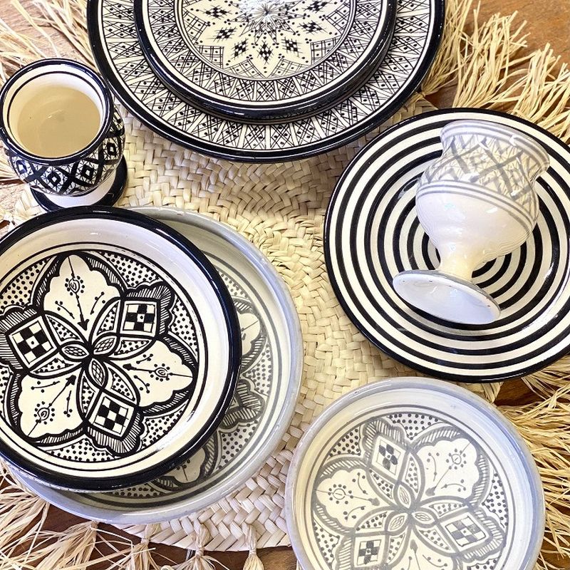 【モロッコ3大陶器】サフィ プレート グレー S