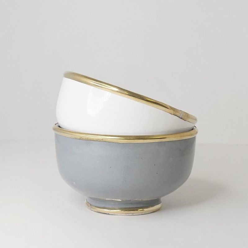 【モロッコ3大陶器/サフィ】セラミックボウルメタル付き グレー
