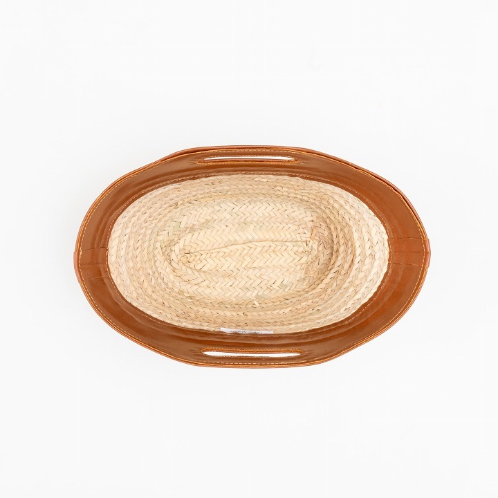 ホールハンドルレザーバスケット　キャメル