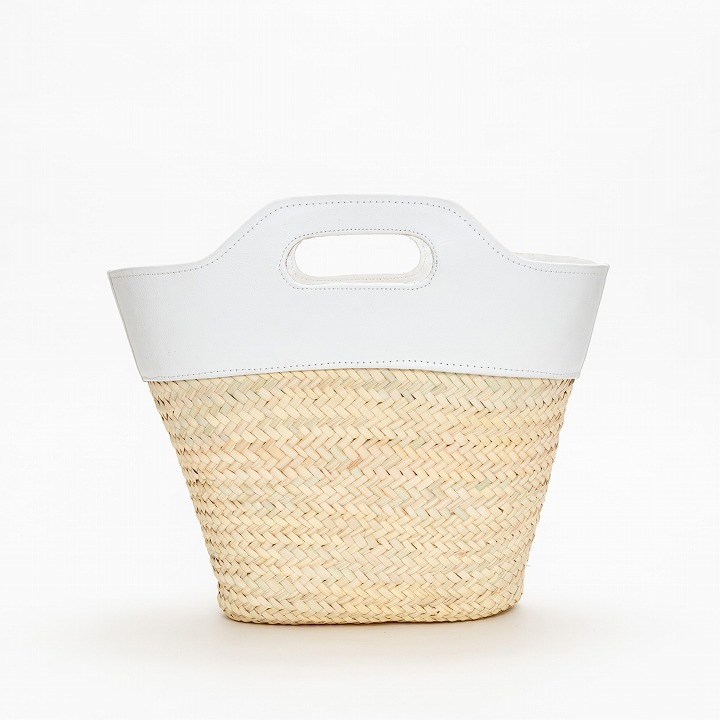 ホールハンドルレザーバスケット ホワイト