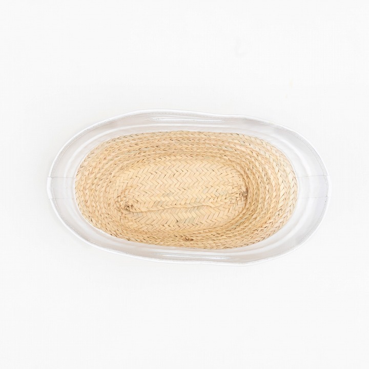 ホールハンドルレザーバスケット ホワイト