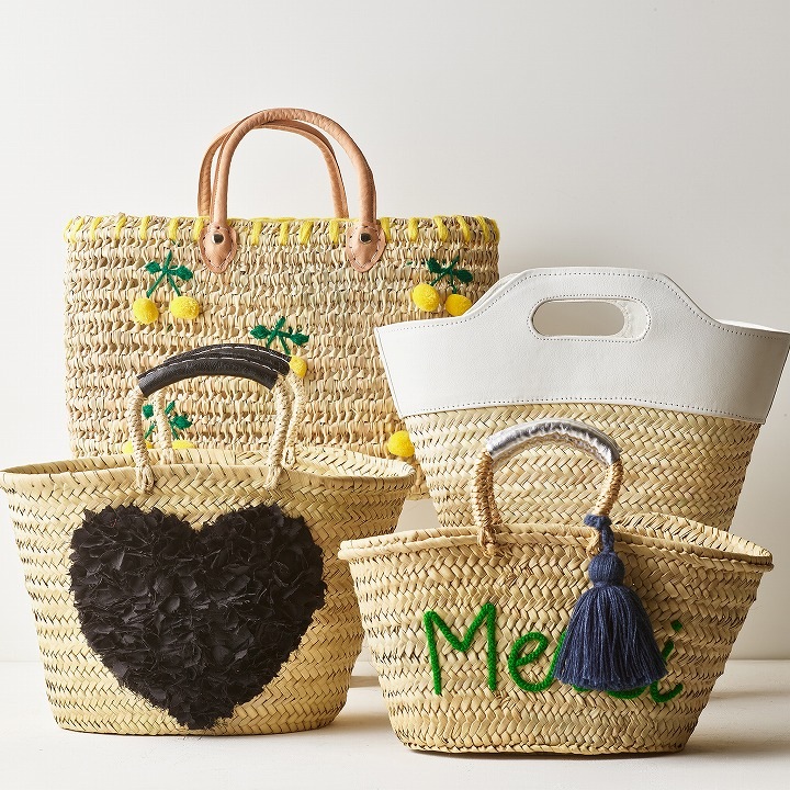 ホールハンドルレザーバスケット ホワイト