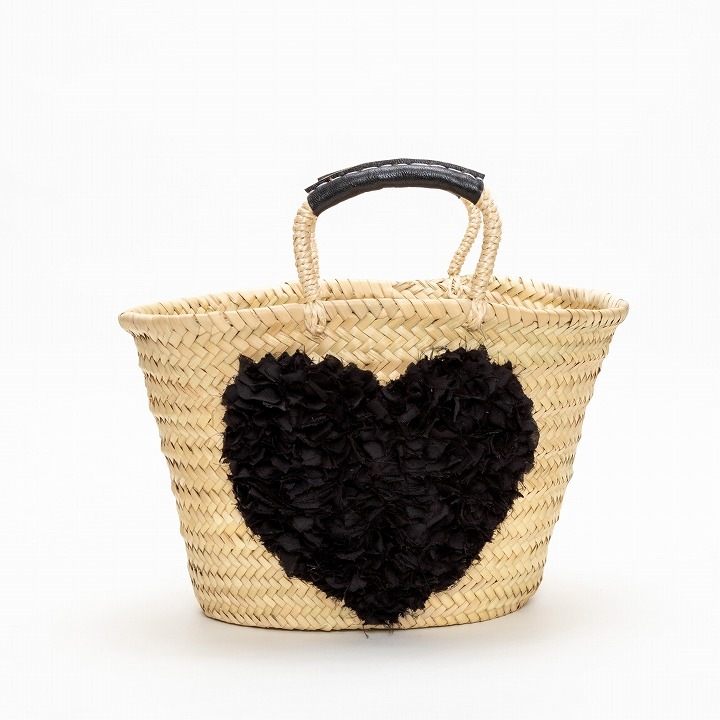 ハートフリンジバスケット　ブラック