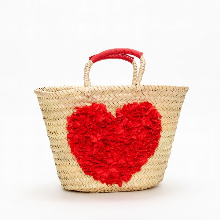 ハートフリンジバスケット レッド