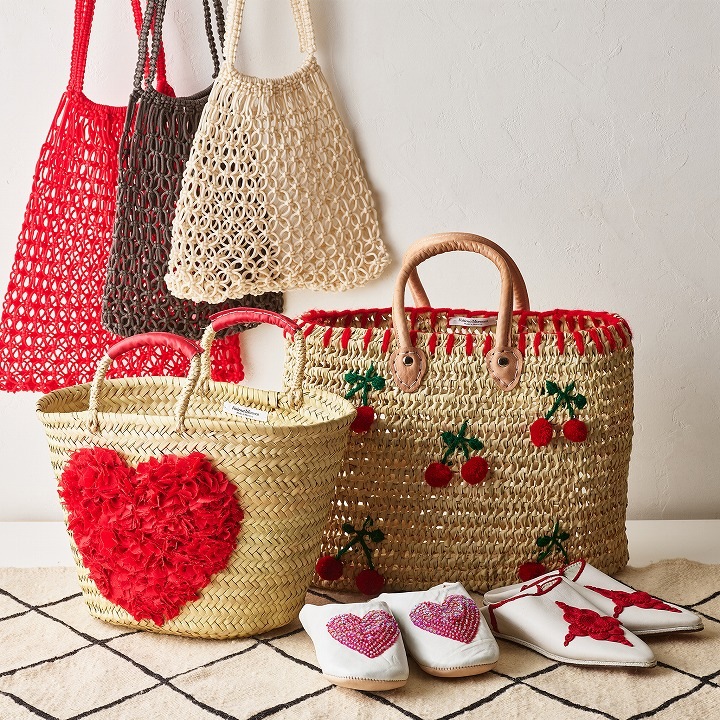 ハートフリンジバスケット レッド
