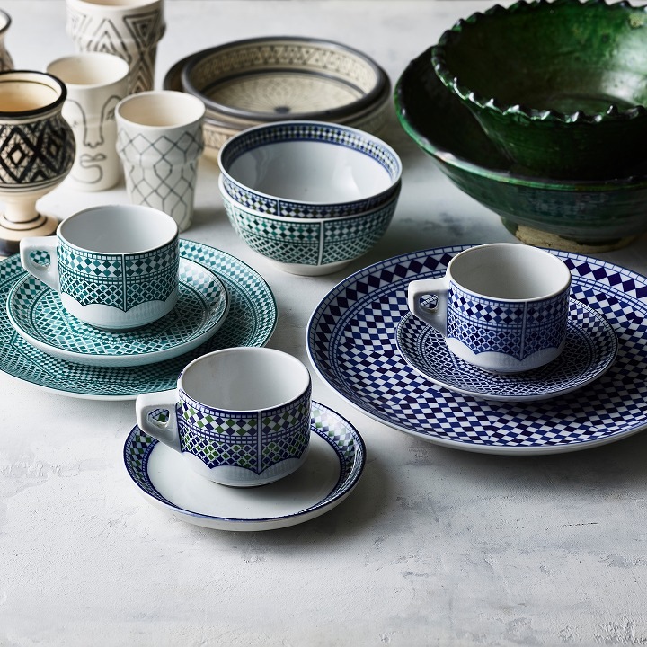 【モロッコ3大陶器/フェズ】コセマ　プレートL　ラバト