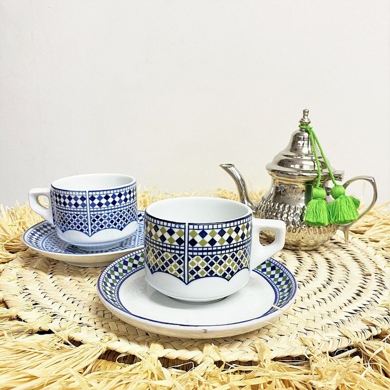 モロッコ雑貨　ティーカップ3色セット モロッコ雑貨 ティーカップ3色セット