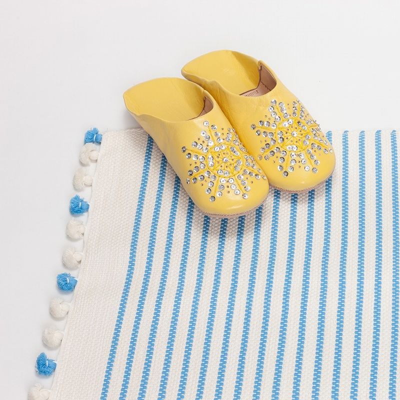 ポンポンバスマット　ブルー