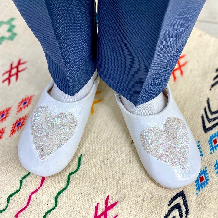 ハートスパンコール バブーシュ クリア