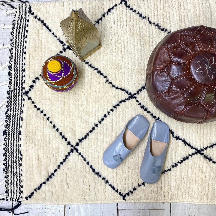 レザーステッチプフS ブラウン | インテリア | FATIMA MOROCCO