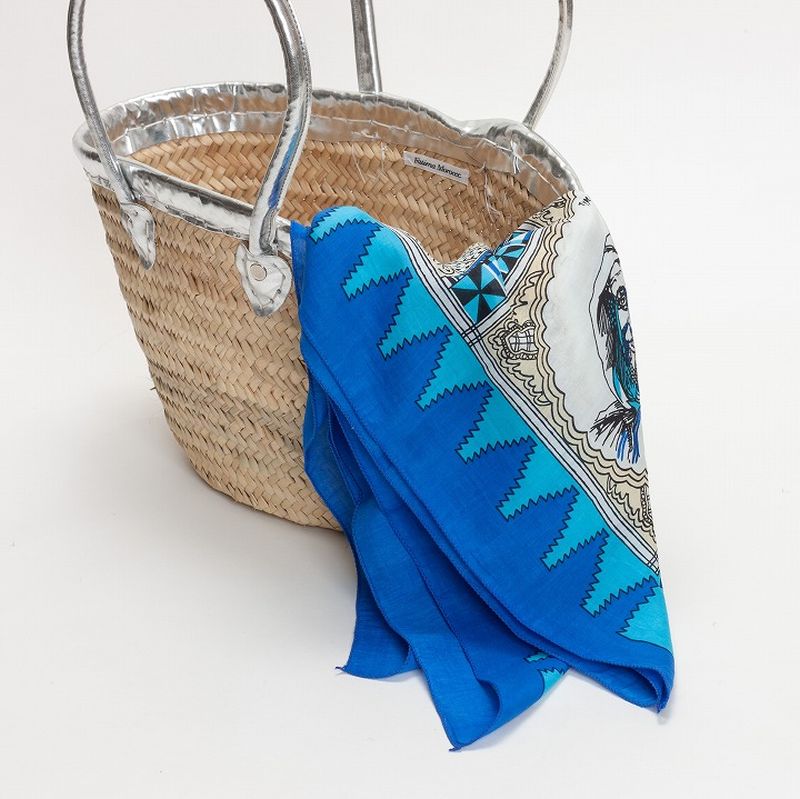 スカーフ モロッコ柄 ブルー