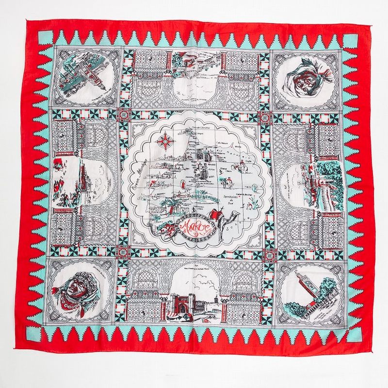 スカーフ モロッコ柄 レッド