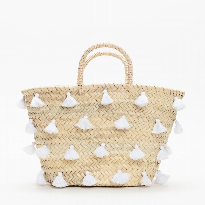 タッセルバスケット　ホワイト