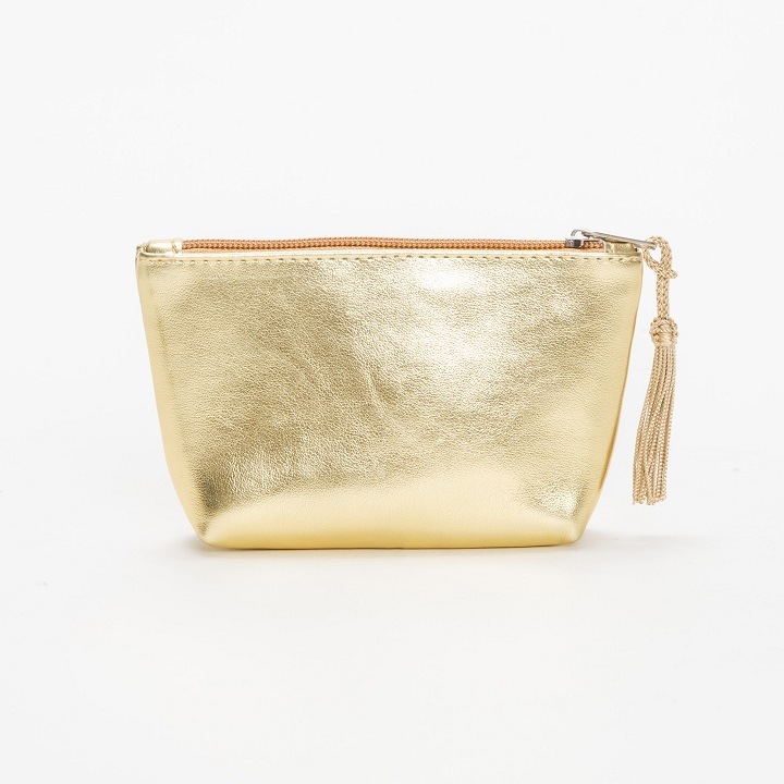 ハート刺繍ミニポーチ　ゴールド