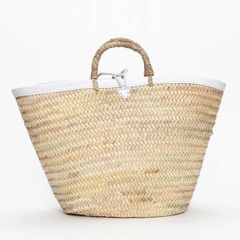 フチレザーロープバスケット　ホワイト　M