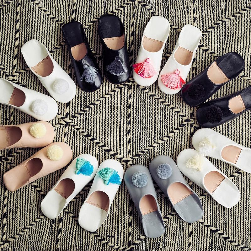 MIXタッセル バブーシュ　ブラック