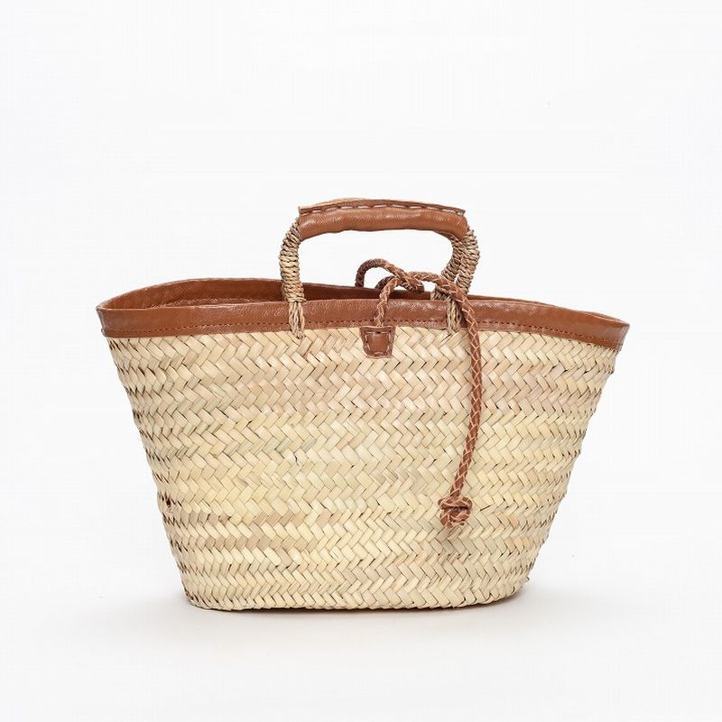 フチレザーロープバスケット キャメル L
