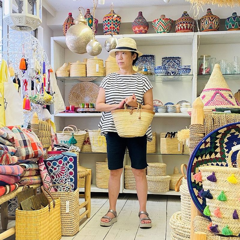 フチレザーロープバスケット キャメル L