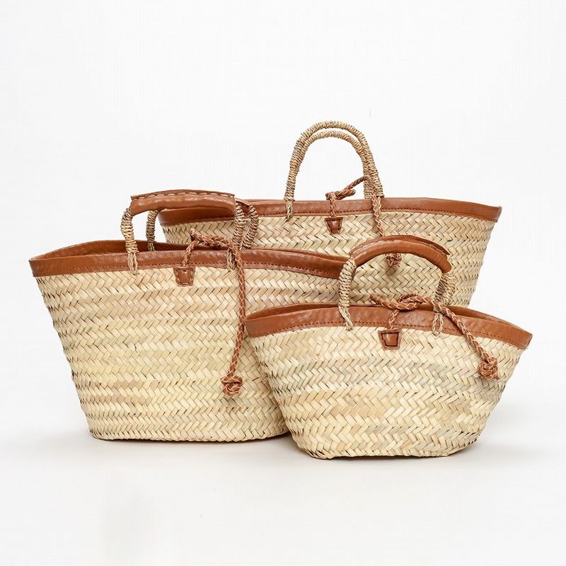 フチレザーロープバスケット　キャメル　M