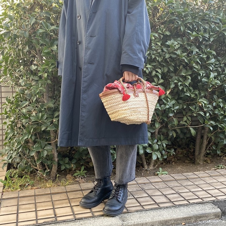 フチレザーロープバスケット　キャメル　M