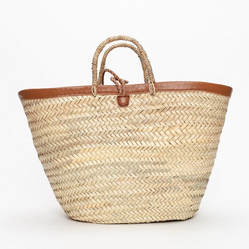 フチレザーロープバスケット　キャメル　M