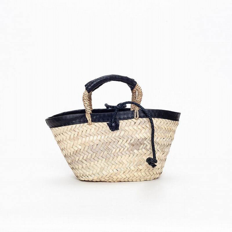 フチレザーロープバスケット　ブラック　M