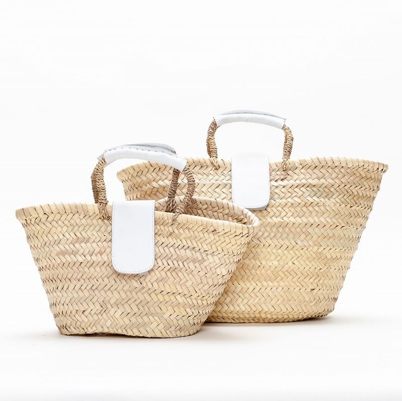 フラップレザーバスケット　ホワイト　M