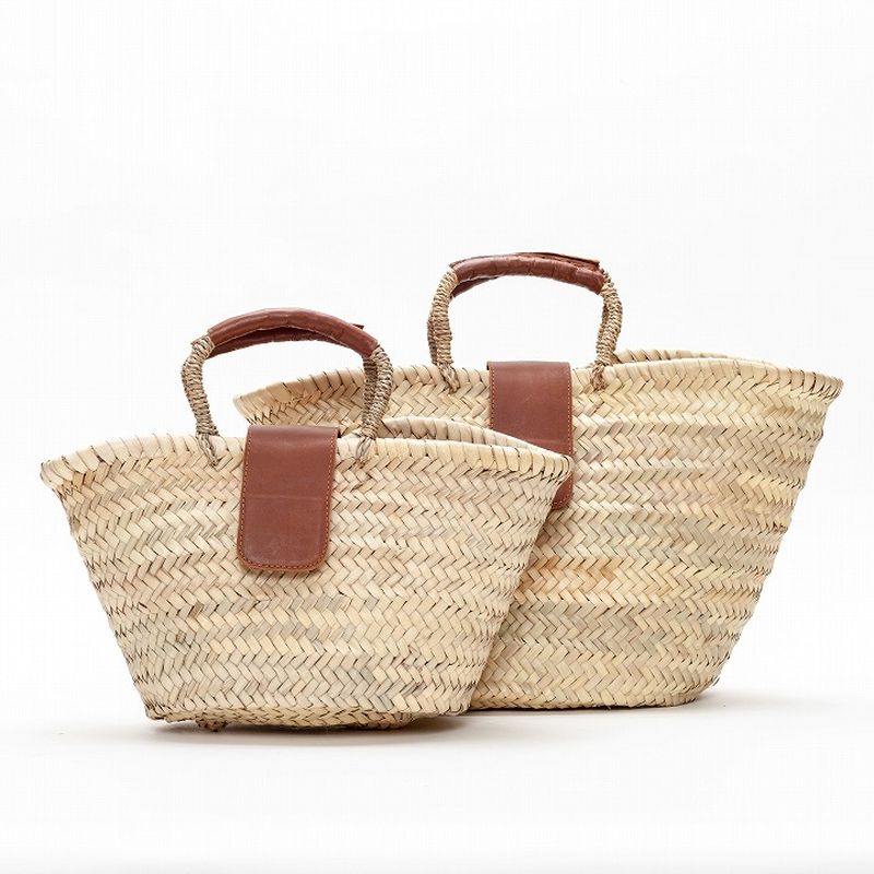 フラップレザーバスケット　キャメル　M