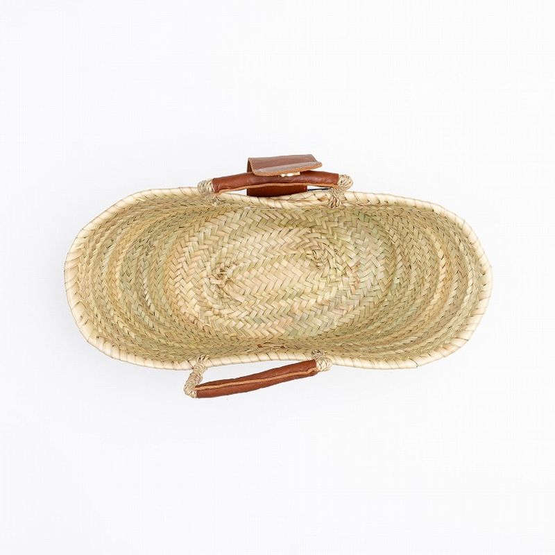 フラップレザーバスケット　キャメル　M