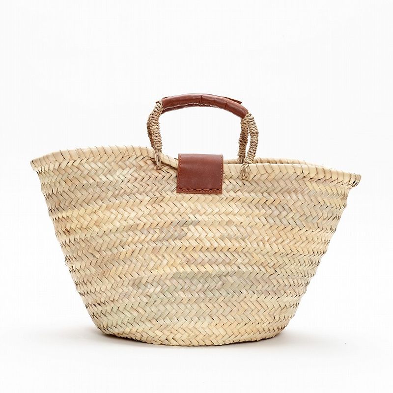 フラップレザーバスケット　キャメル　M