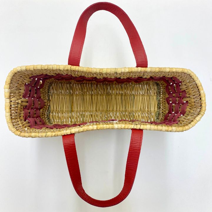 レザースクエアバスケットS　レッド