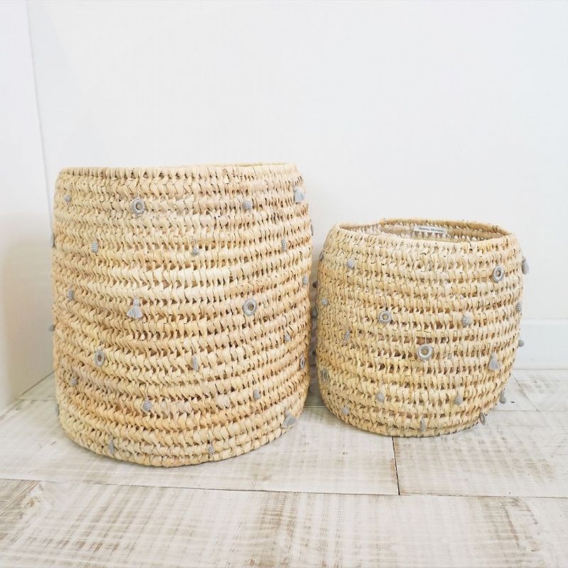 マルチリング筒型バスケット グレー