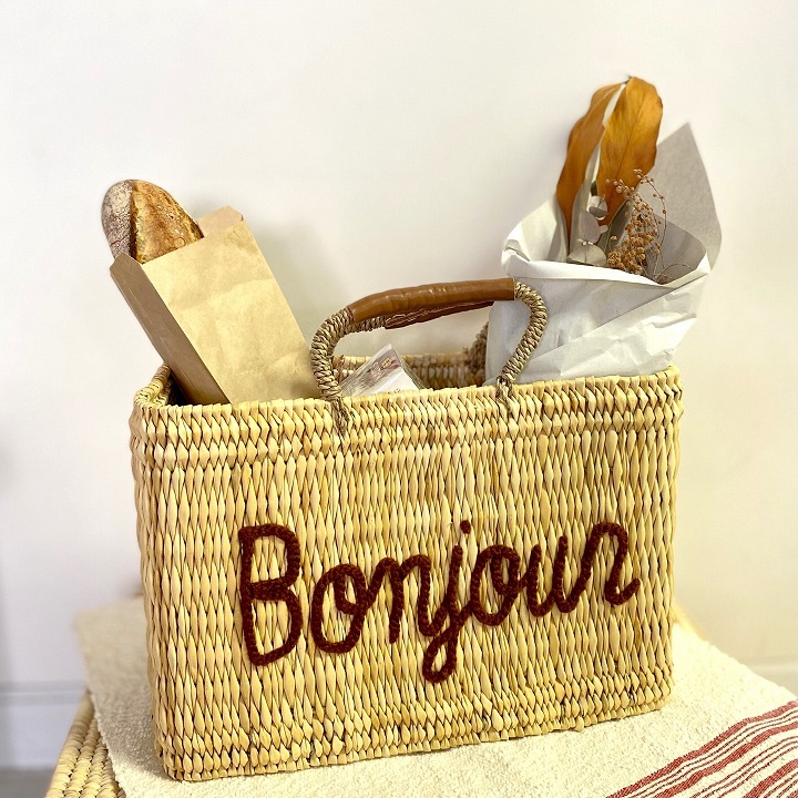 メッセージスクエアバスケット　キャメル