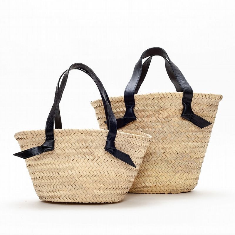 レザータイハンドルバスケット　ブラック　M